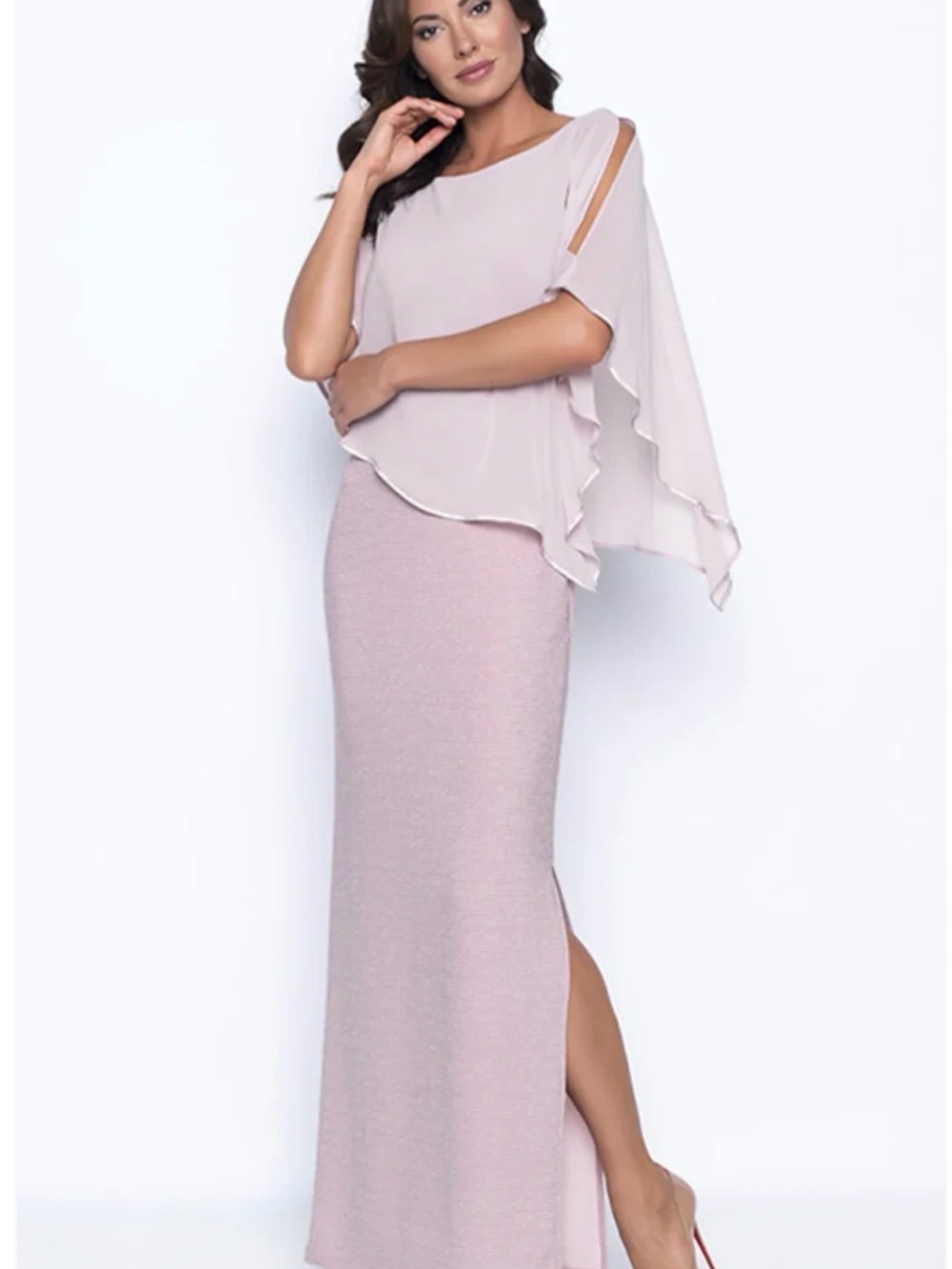 Frank Lyman Design Blush color Flutter Sleeve Evening Dress